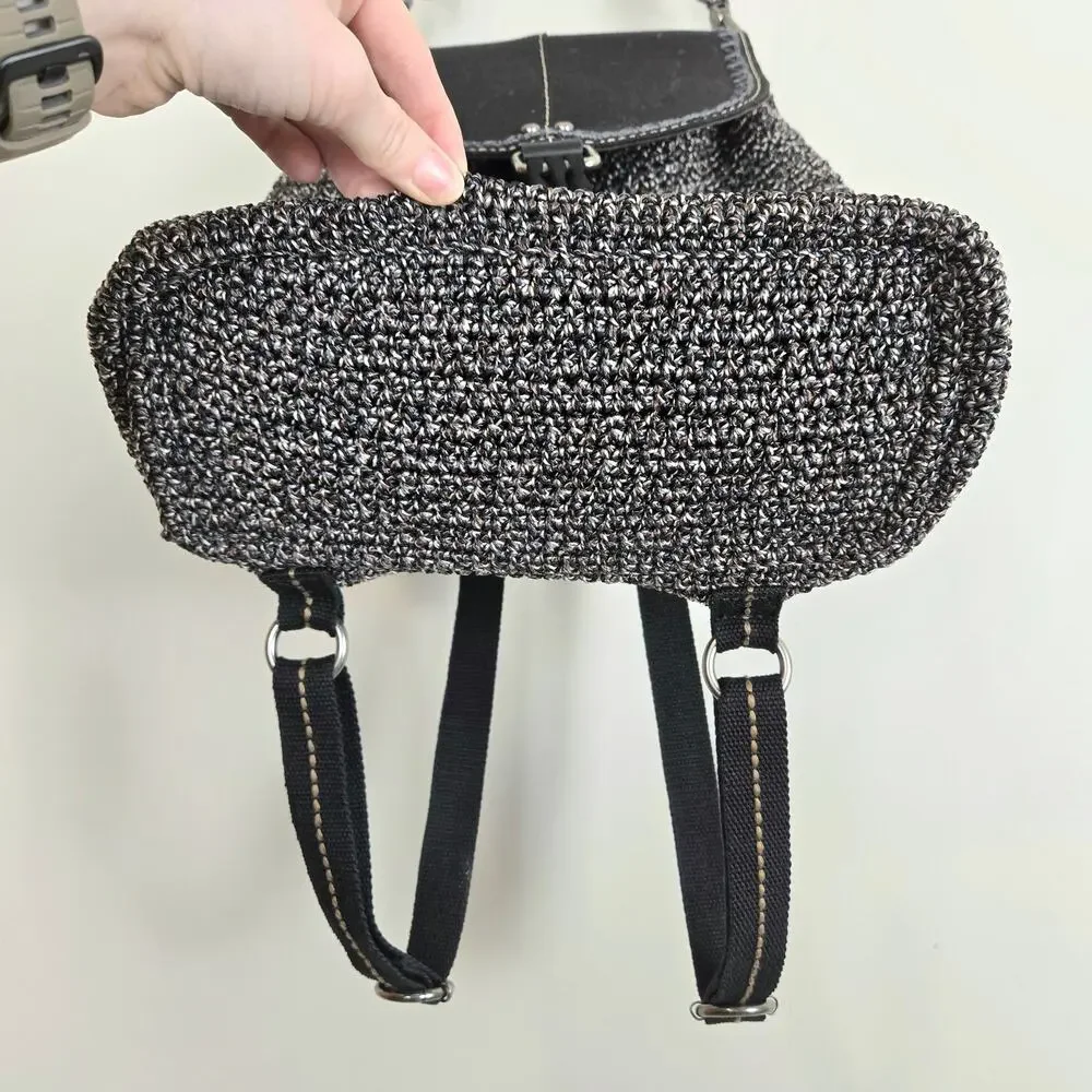 The Sak Marled Woven Bucket Backpack Black Gray